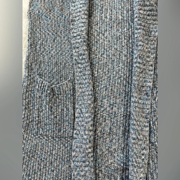 CAbi Sleeveless Blue Knit Long Duster Open Front Sweater Cardigan Women’s Size S - Picture 5 of 11